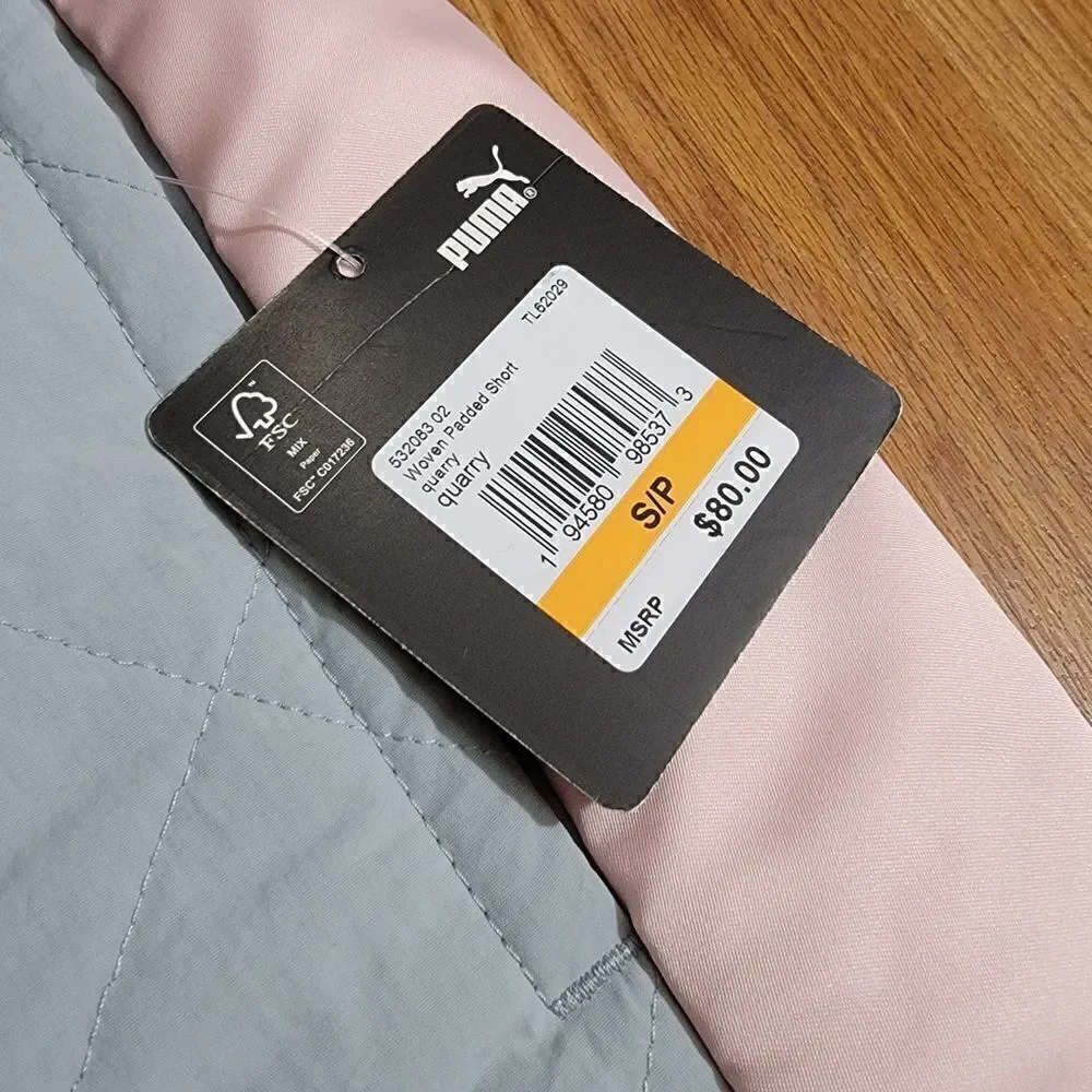 Puma Basketball Woven Padded Shorts Quarry Men's Size S Gray White Pink 532083